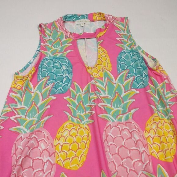 Simply Southern Stretchy Sleeveless Dress Pineapple Print Summer Pullover Small - Picture 3 of 10